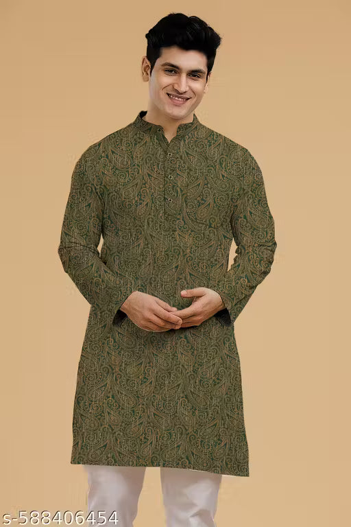 MEN'S OLOIVE TRENDING KURTA