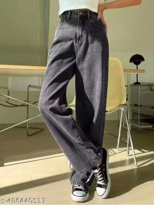 “Women’s Straight Fit Faded Jeans”