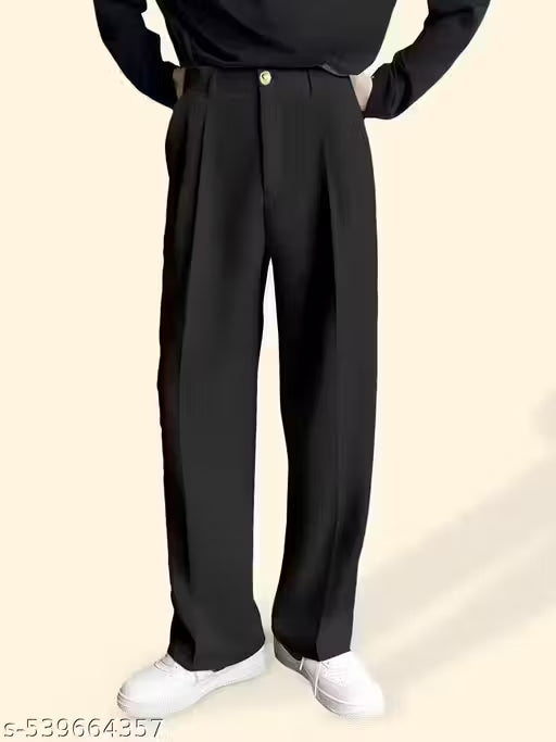 Men’s Relaxed Fit Korean Trousers – Black