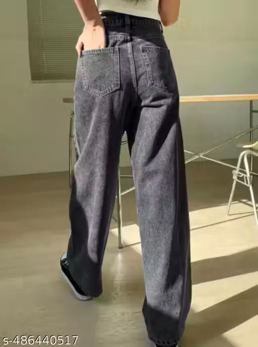“Women’s Straight Fit Faded Jeans”