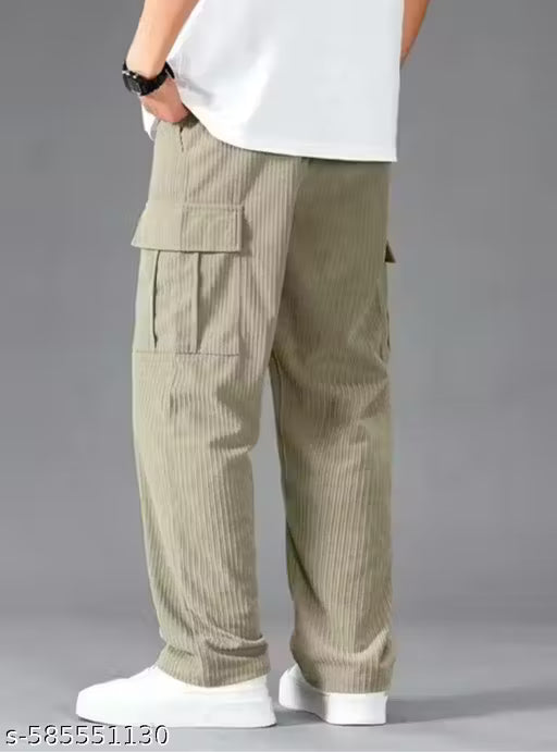 Men’s Corduroy Cargo Pants – Loose Fit Streetwear