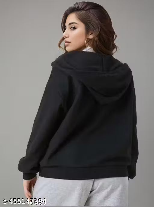 WOMEN BLACK-ZIP HODDIE