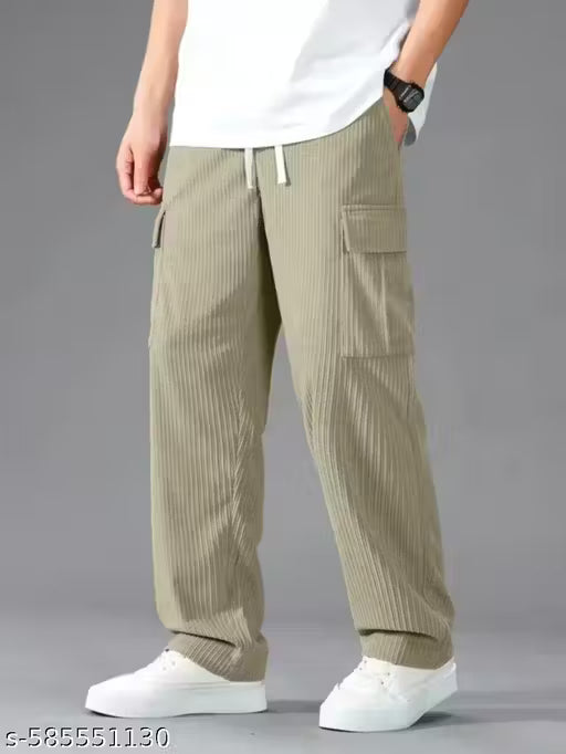 Men’s Corduroy Cargo Pants – Loose Fit Streetwear