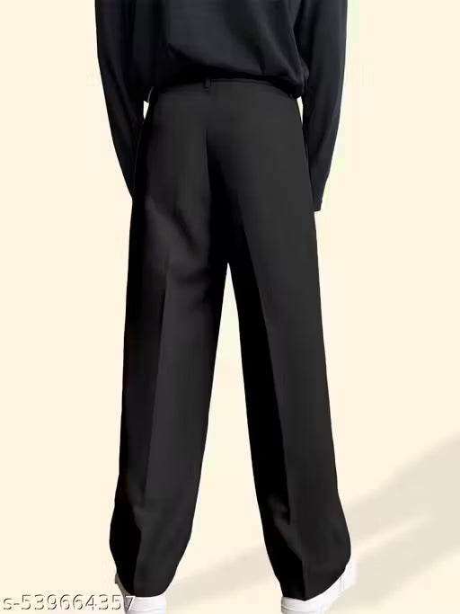 Men’s Relaxed Fit Korean Trousers – Black