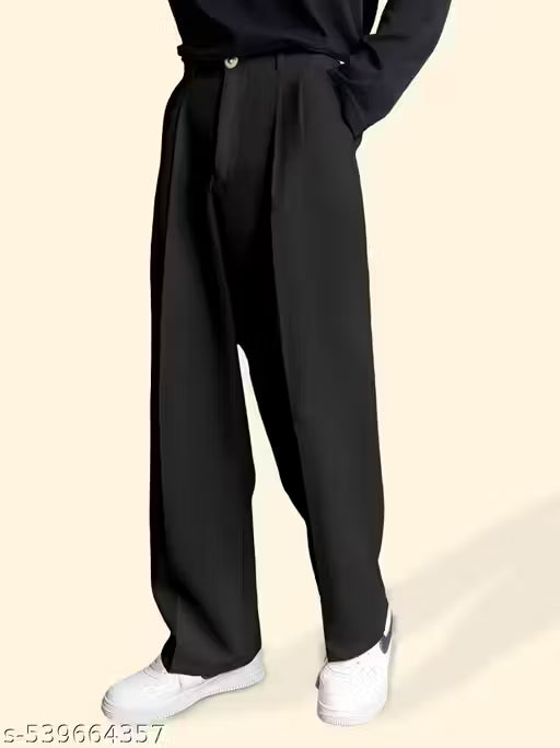 Men’s Relaxed Fit Korean Trousers – Black