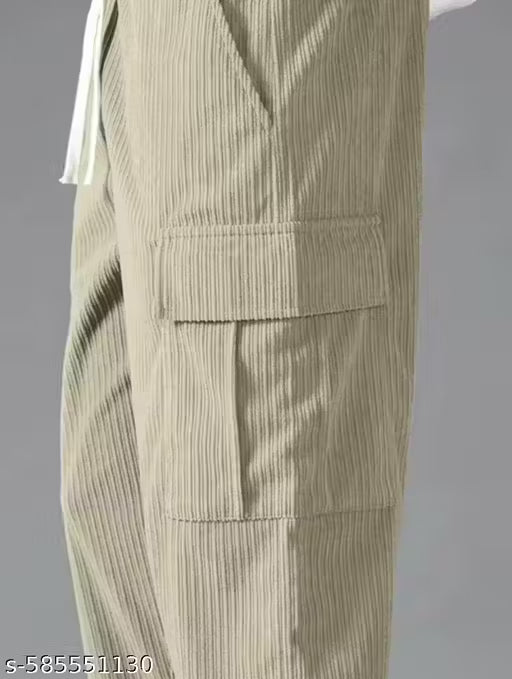Men’s Corduroy Cargo Pants – Loose Fit Streetwear