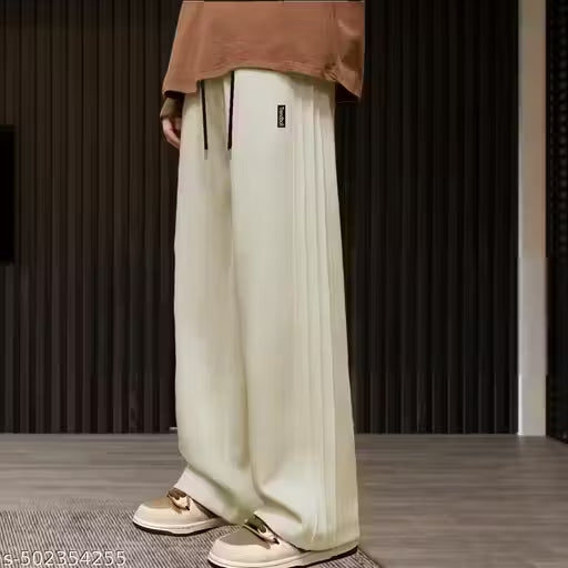 Men's Stylish Baggy Joggers | Loose-Fit Poly-Spandex Stretch Pants for Casual Wear, Gym & Running | Korean-Fashion Track Trousers with Pintuck Detail - "GEN-Z TRENDING"